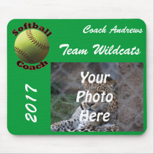 Yellow Softball Coach Mouse Pad