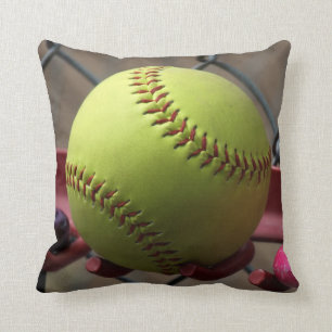 Yellow Softball Field Ball Throw Pillow