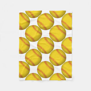 Yellow Softball Fleece Blanket