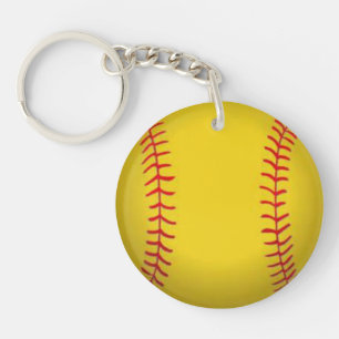 Yellow Softball Image Keychain