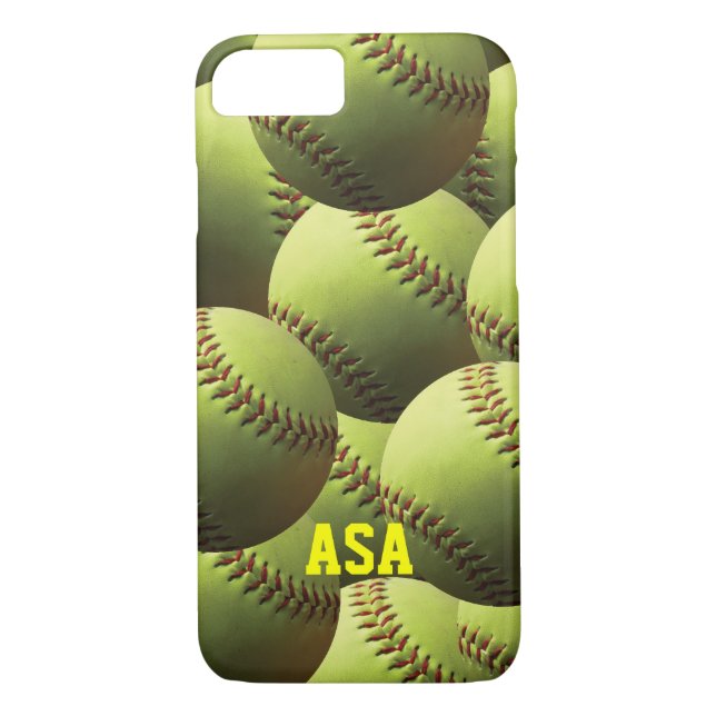 Yellow Softball Multi Ball with Name Case-Mate iPhone Case (Back)