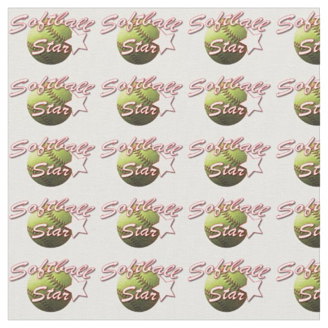 Yellow Softball Star Polkadot Fabric (Close Up)
