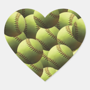 Yellow Softball Tons of Balls Heart Sticker