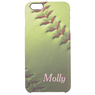 Yellow Softball Clear iPhone 6 Plus Case