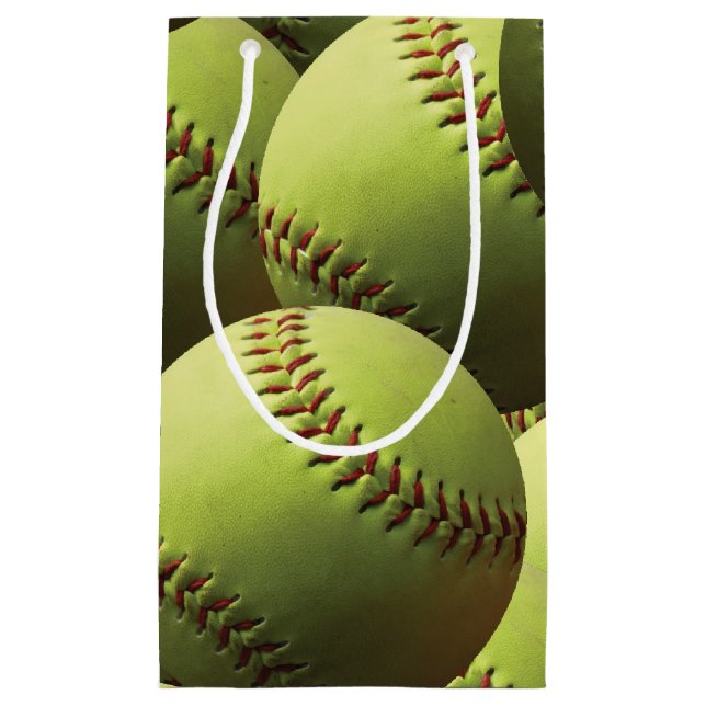 Yellow Softballs All Over Small Gift Bag (Front)