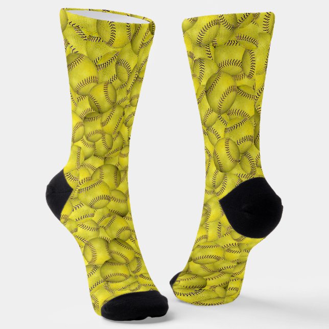 Yellow Softballs Socks (Angled)