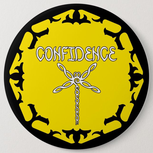 Yellow Solar Plexus Chakra Dragonfly 6 Inch Round Button (Front)
