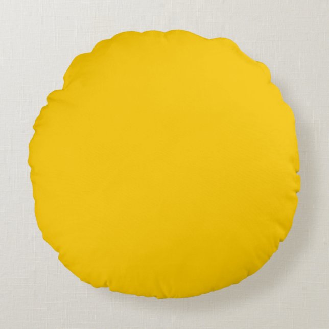 yellow solid basic plain colour round pillow (Front)