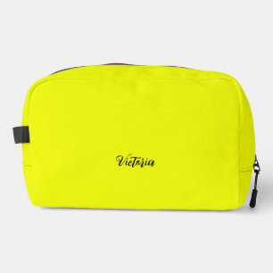 Yellow solid colour neon name or delete text dopp kit