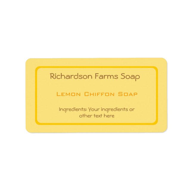Yellow Solid Colour Soap Label (Front)