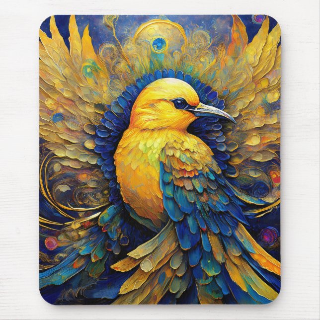 Yellow Songbird Drawstring Backpack Mouse Pad (Front)