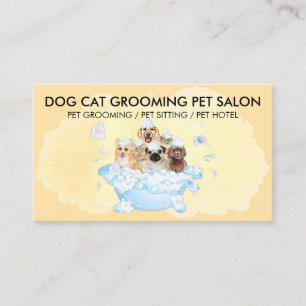 Yellow Spa Dogs cats Groomer Appointment Business Card