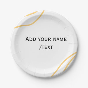 Yellow Spanish border name message text lines  Paper Plate
