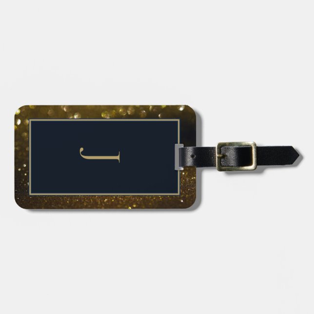 Yellow Sparkles Luggage Tag (Front Horizontal)