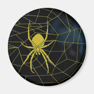 Yellow spider in web, webbing magnet