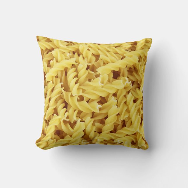 Yellow spiral pasta pattern throw pillow (Front)