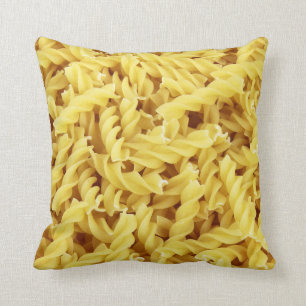 Yellow spiral pasta pattern throw pillow