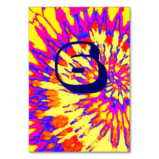 Yellow Spiral Tie Dye Wedding Table Six Number