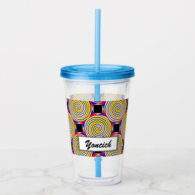 Yellow Spirals by Kenneth Yoncich Acrylic Tumbler (Front)
