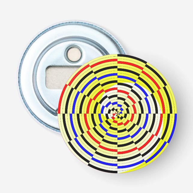 Yellow Spirals by Kenneth Yoncich Bottle Opener (Front)