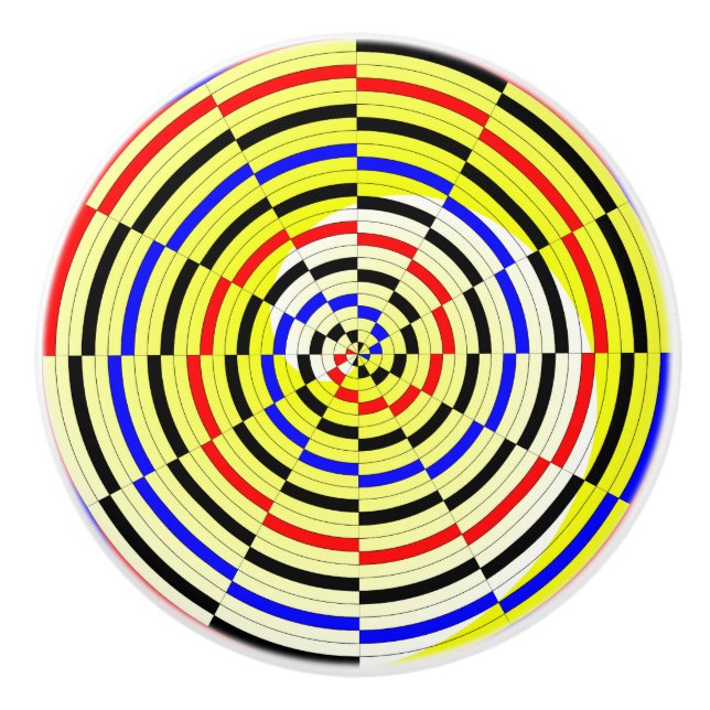 Yellow Spirals by Kenneth Yoncich Ceramic Knob (Front)