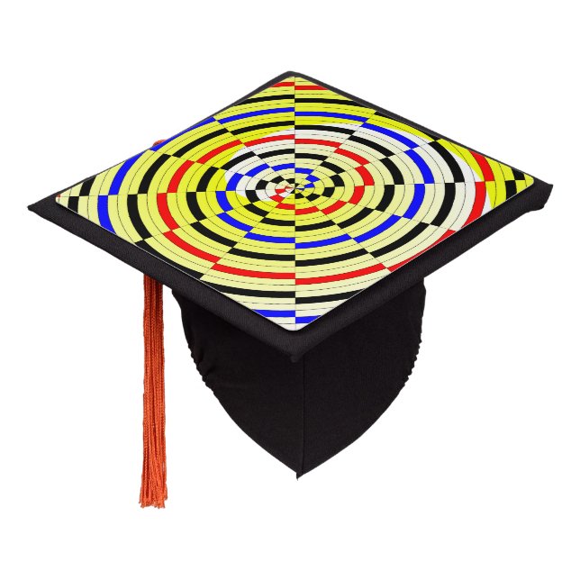 Yellow Spirals by Kenneth Yoncich Graduation Cap Topper (Angled)
