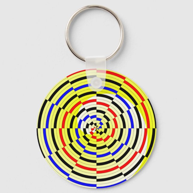 Yellow Spirals by Kenneth Yoncich Keychain (Front)