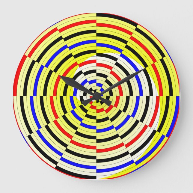 Yellow Spirals by Kenneth Yoncich Large Clock (Front)