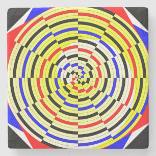 Yellow Spirals by Kenneth Yoncich Stone Coaster