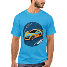 Yellow Sports Car on Blue Background