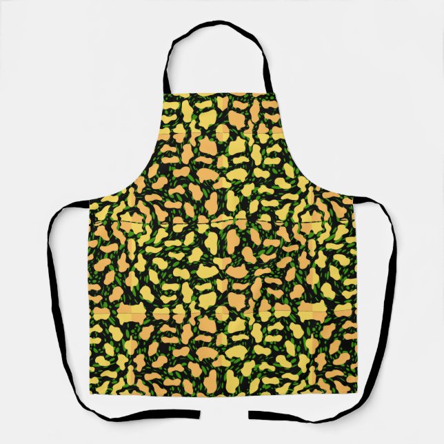 Yellow Spot Pattern.YO01.Black BG Apron (Front)