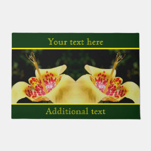 Yellow Spotted Lily Flower Personalized Doormat