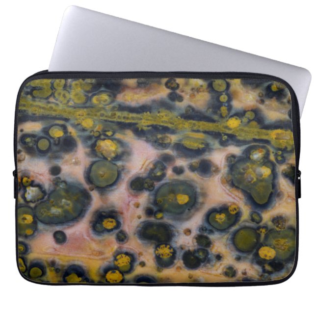 Yellow spotted Ocean Jasper Laptop Sleeve (Front)