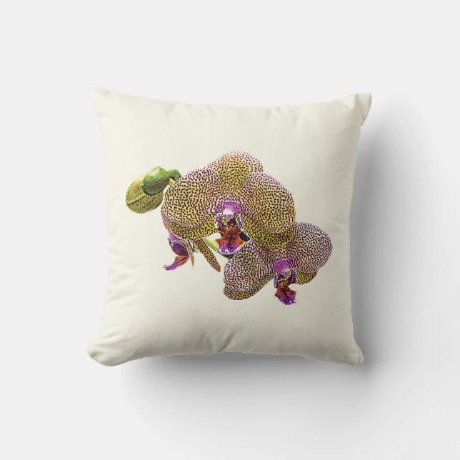 Yellow Spotted Orchids Throw Pillow (Front)