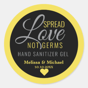 Yellow Spread Love Hand Sanitizer Wedding Favour Classic Round Sticker