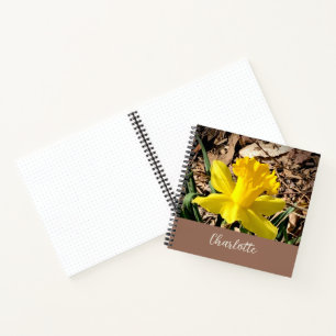 Yellow Spring Daffodil in the Garden Custom Name   Notebook
