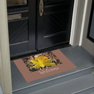 Yellow Spring Daffodil in the Garden welcome  Doormat