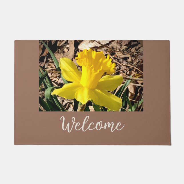 Yellow Spring Daffodil in the Garden welcome  Doormat (Front)