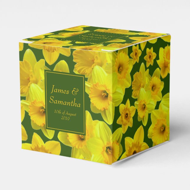 Yellow Spring Daffodil - Wedding Favor Box (Front Side)