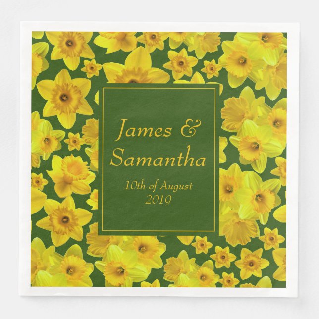 Yellow Spring Daffodil - Wedding Napkin (Front)