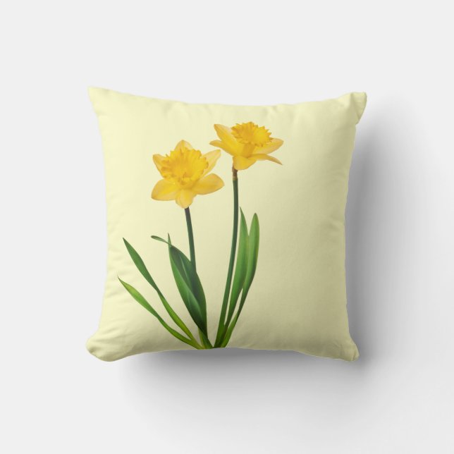 Yellow Spring Daffodils - Daffodil Template Throw Pillow (Front)