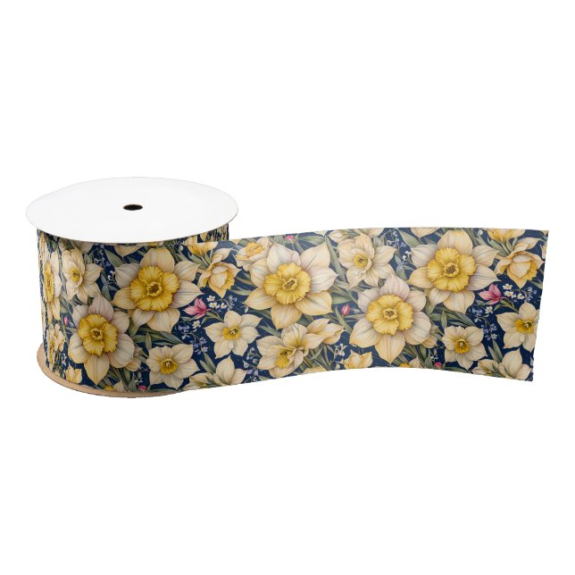 Yellow Spring Daffodils Satin Ribbon (Spool)