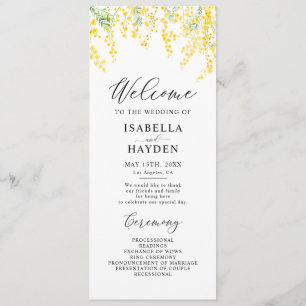 Yellow Spring Elegant Floral Wedding Flat Program