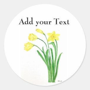 Yellow spring floral watercolor daffodils Rustic Classic Round Sticker