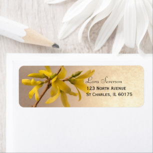 Yellow Spring Forsythia Flowers Return Address