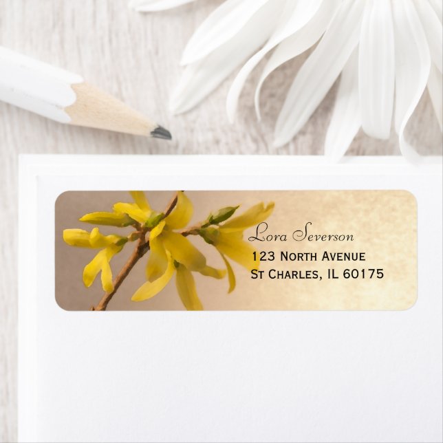 Yellow Spring Forsythia Flowers Return Address (Insitu)