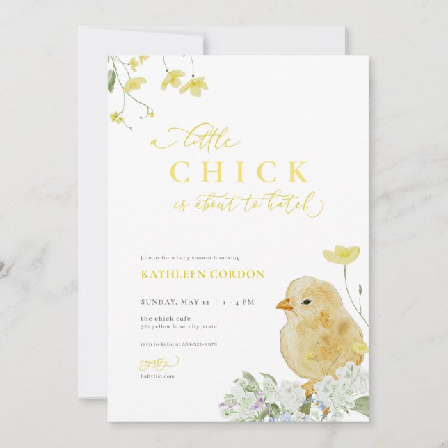 Yellow Spring Little Chick Baby Shower Invitation (Front)