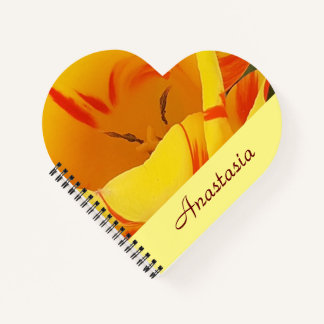Yellow Spring Tulip Heart Notebook