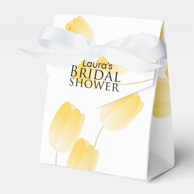 Yellow Spring Tulips Floral Bridal Shower Favor Box (Front Side)