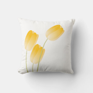 Yellow Spring Tulips Floral Throw Pillow